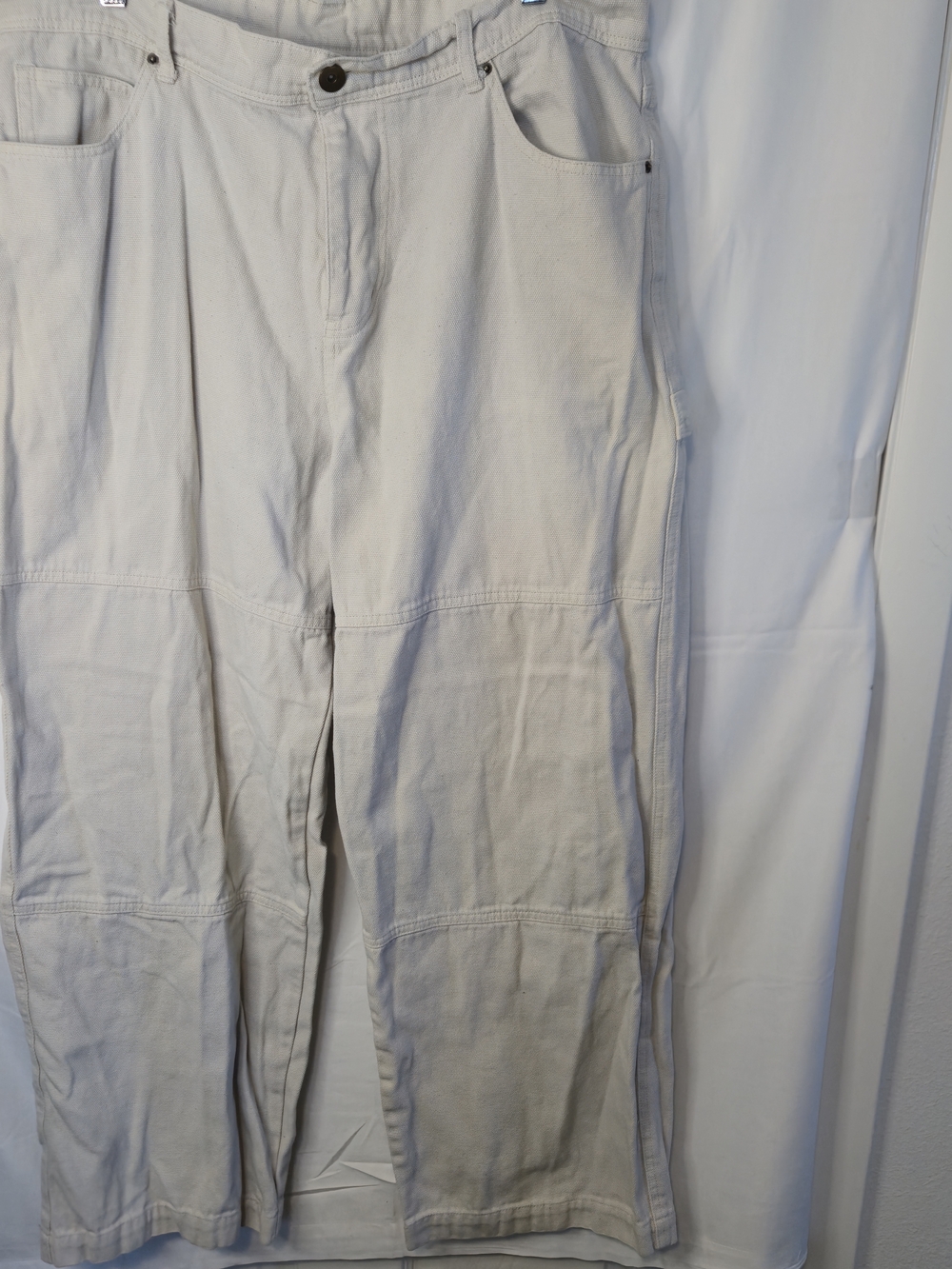 NO BOUNDARIES Relaxed Fit Baggy Canvas Double Knee Utility Pants 36x31 White Y2K